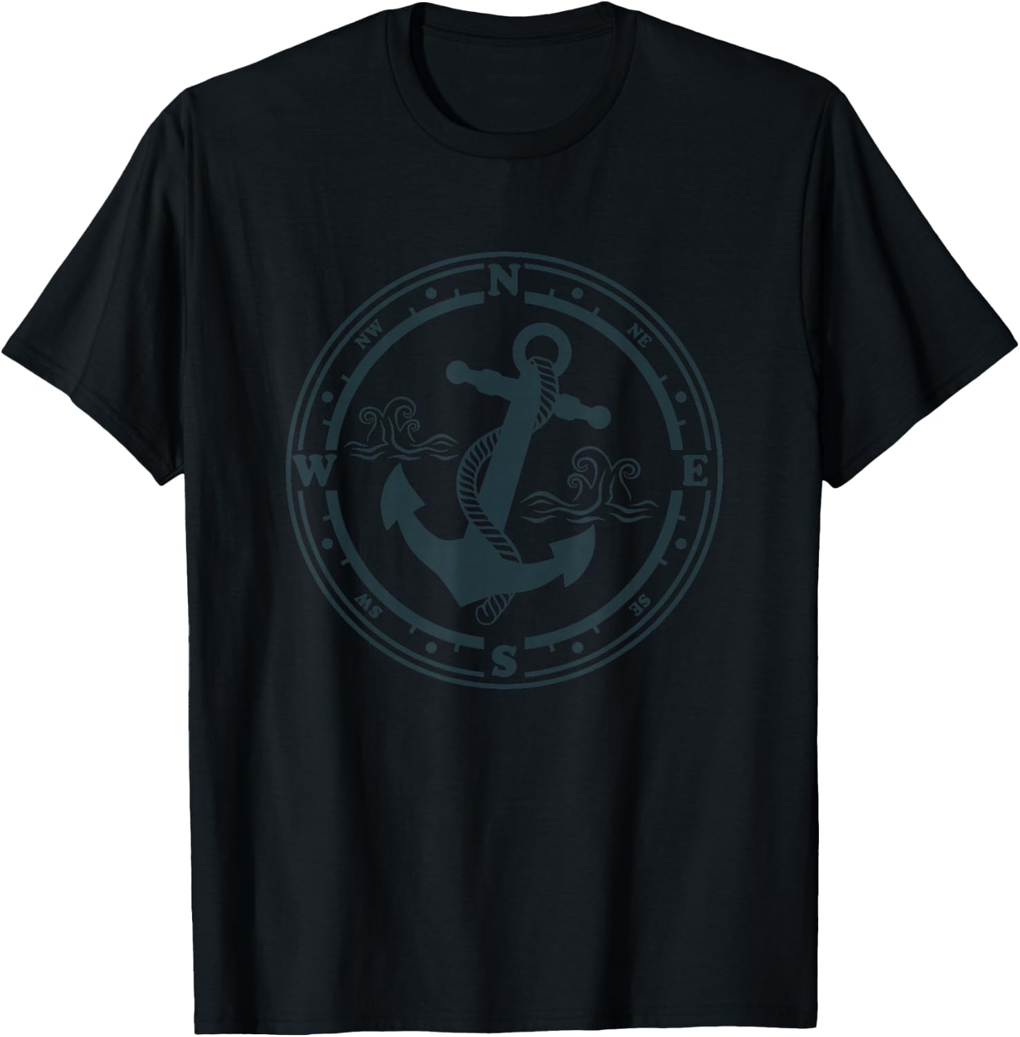 Compass Anchor Nautical Design with Compass Captain Sailor T-Shirt - T-Shirt | Black