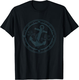 Compass Anchor Nautical Design with Compass Captain Sailor T-Shirt - T-Shirt | Black