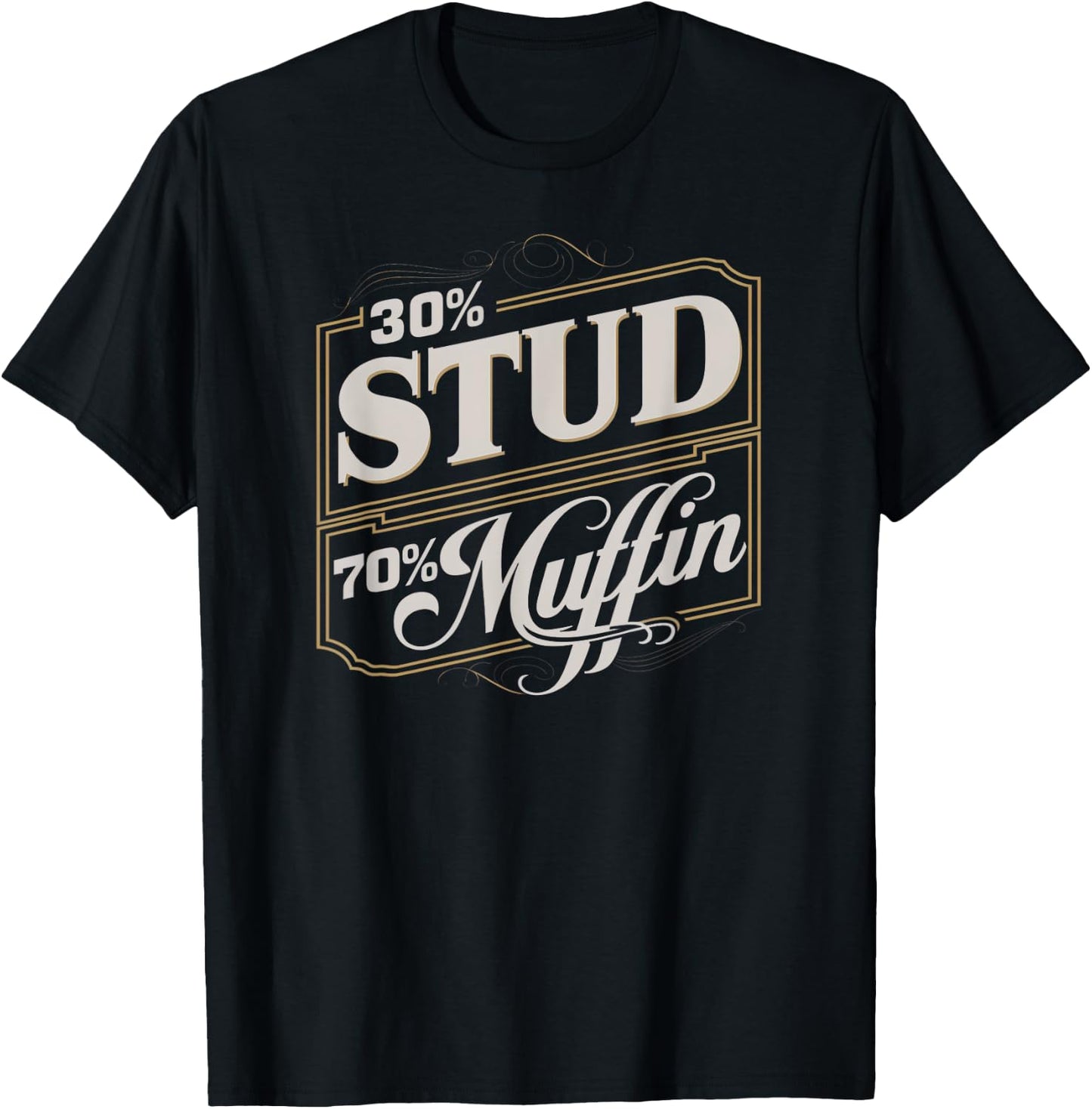 30% Stud 70% Muffin Vintage Retro Funny Joke Sarcasm T-Shirt - T-Shirt | Black