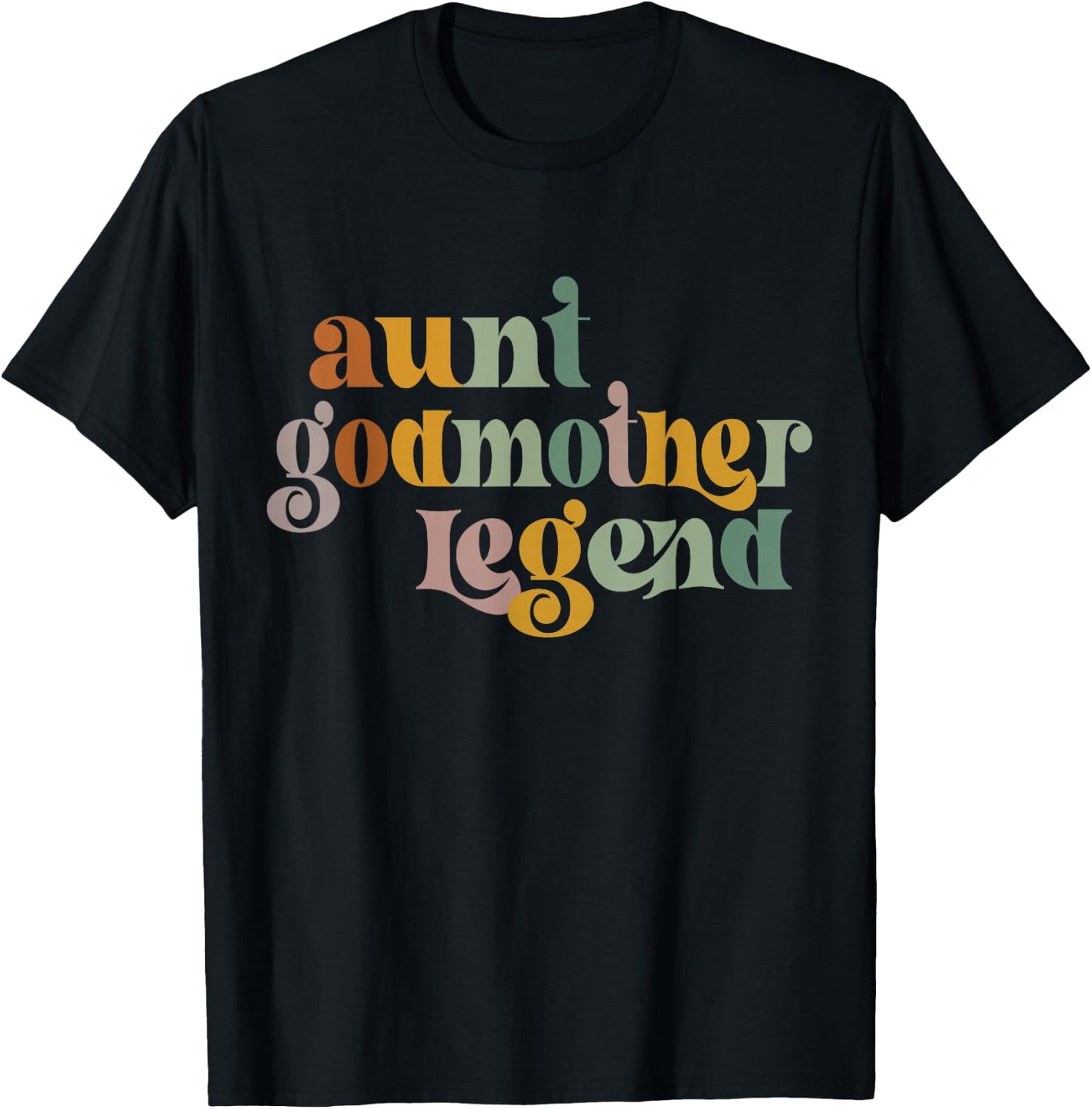 vintage groovy Aunt Godmother Legend T-Shirt - T-Shirt | Black
