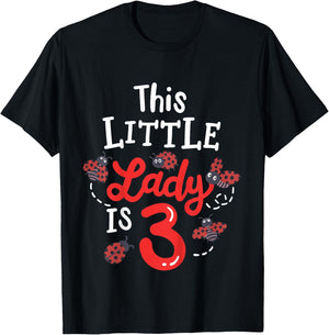 3 Year Old 3rd Birthday Matching Family Ladybug Girls Party T-Shirt - T-Shirt | Black