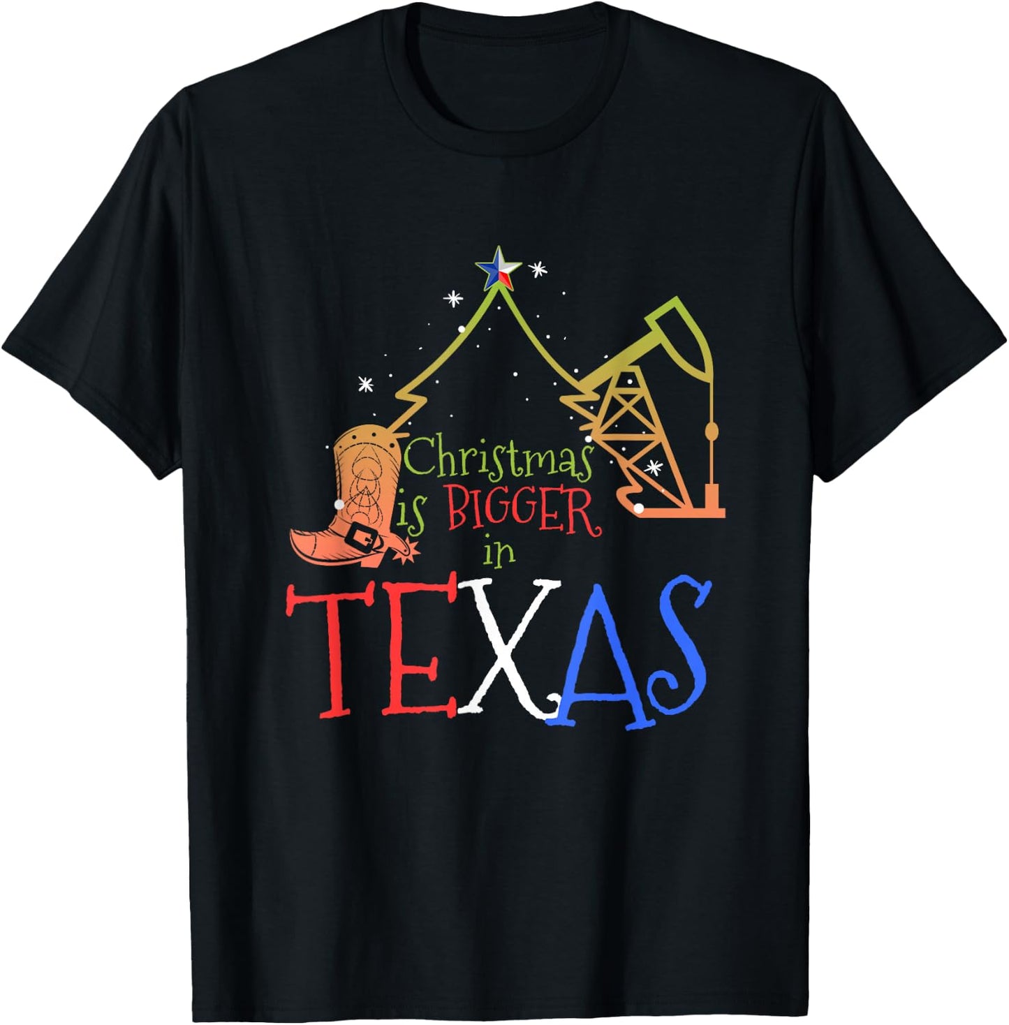 Xmas Texan Gifts Christmas is Bigger in Texas T-Shirt - T-Shirt | Black