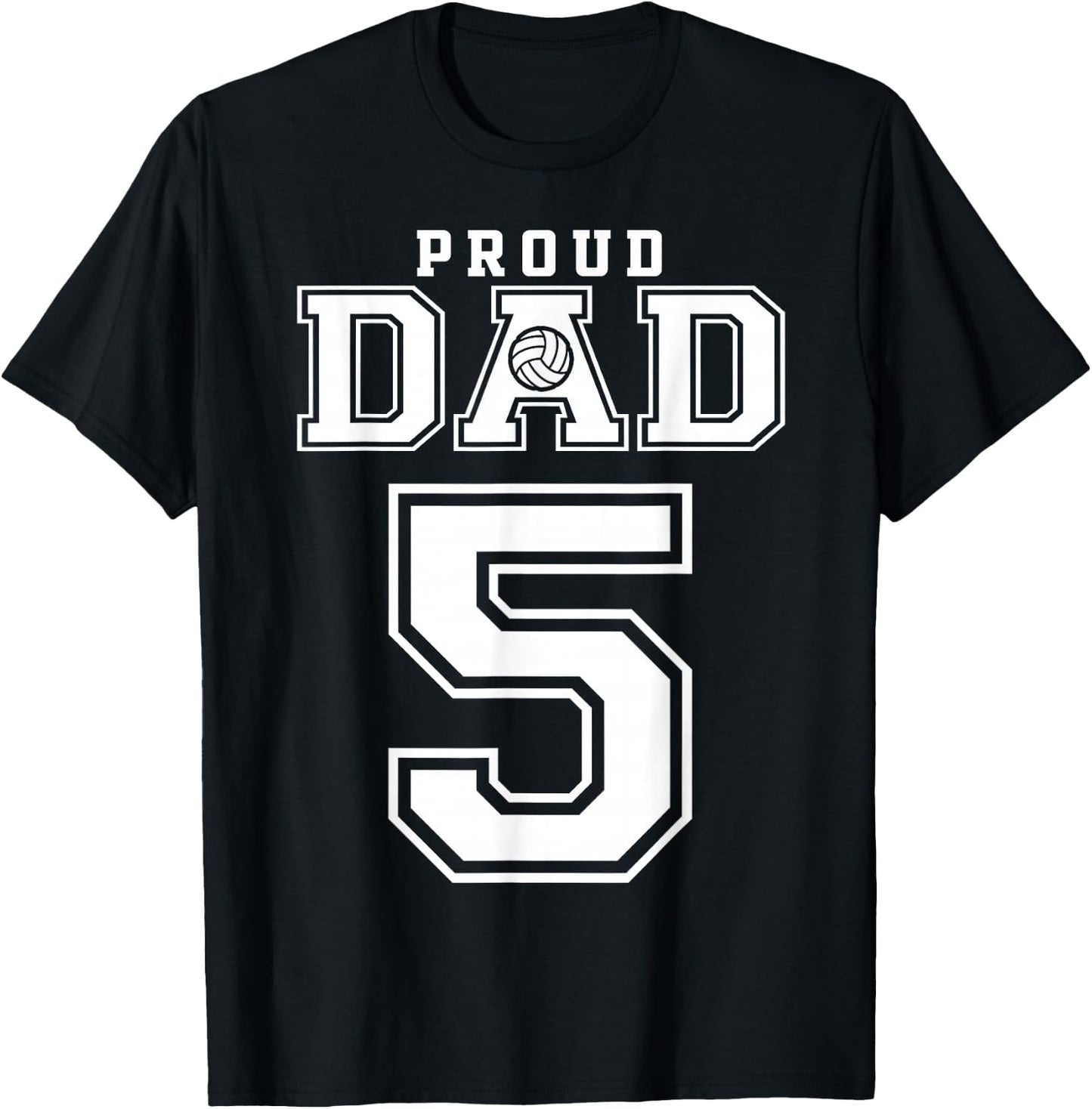 Custom Proud Volleyball Dad Number 5 Personalized T-Shirt - T-Shirt | Black
