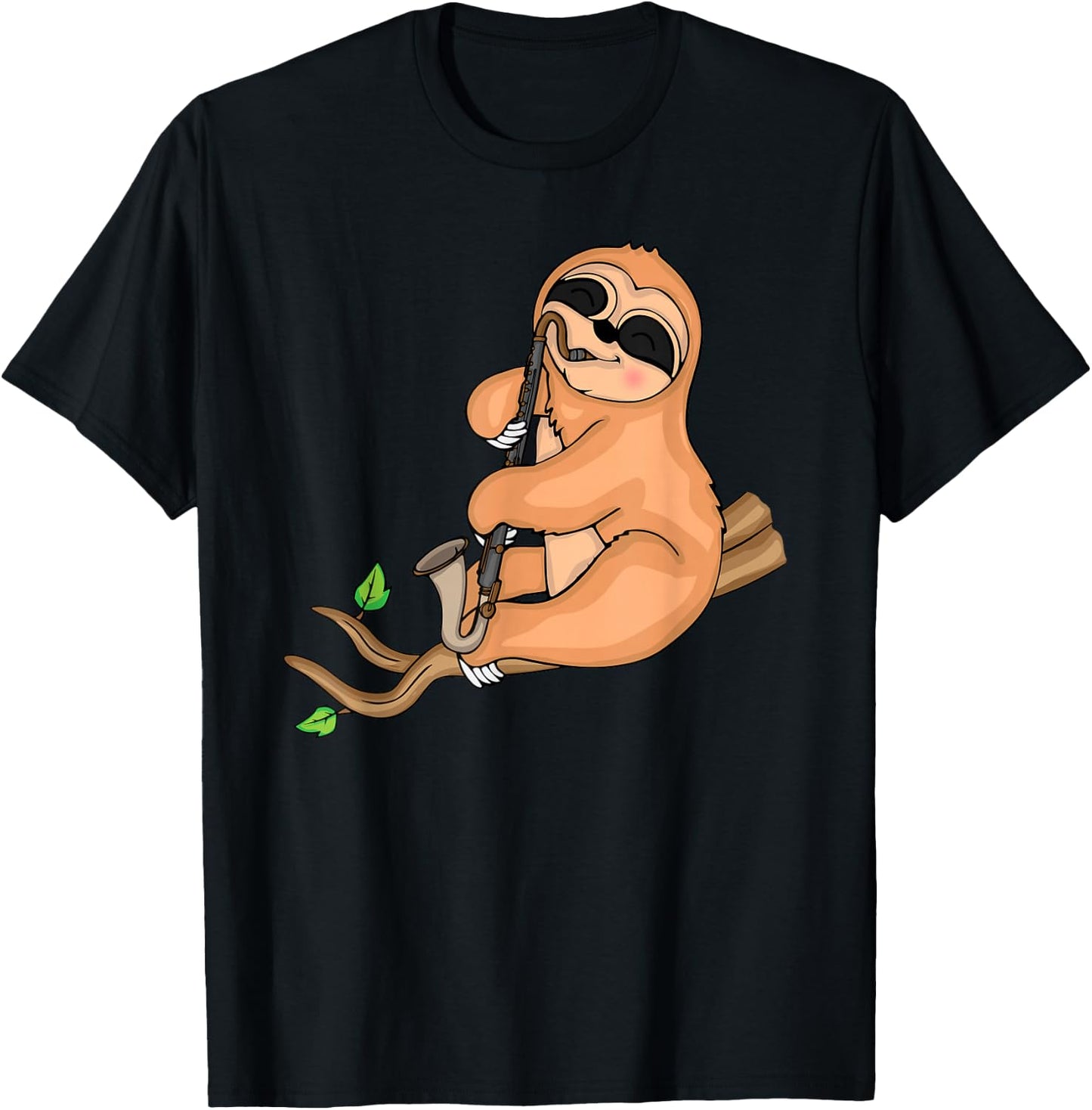 Sloth Bass Clarinet Player Kids Music Big Band Bass Clarinet T-Shirt - T-Shirt | Black