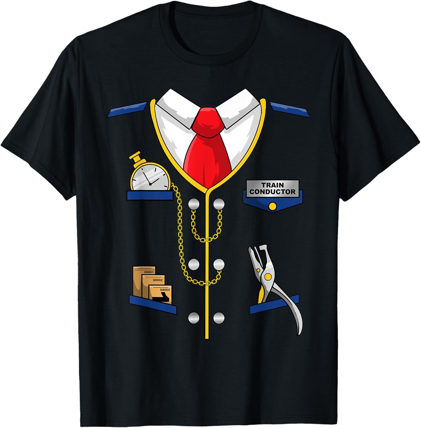 Train Conductor Costume Shirt- Men Women Kids - Train Driver T-Shirt - T-Shirt | Black