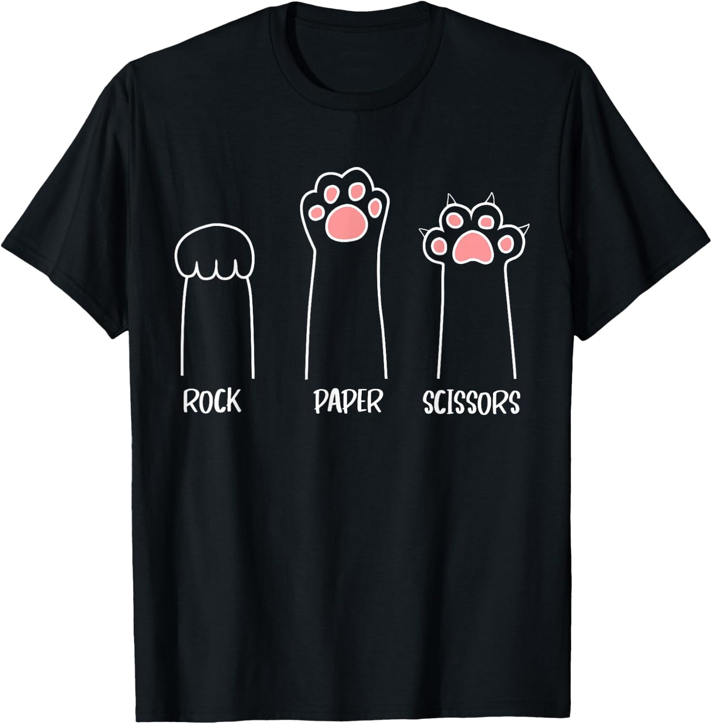 Introvert Cat Animal Rescue Pet Lover Apparel - Rock Paper Scissors Handspiel mit niedlichen Pfoten, lustige Katze - Erwachsene und Kinder - Schwarz - S T-Shirt - T-Shirt | Black