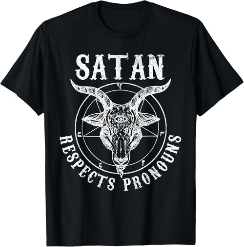 Satan Respects Pronouns Satanic Pride Month LGBTQ Baphomet