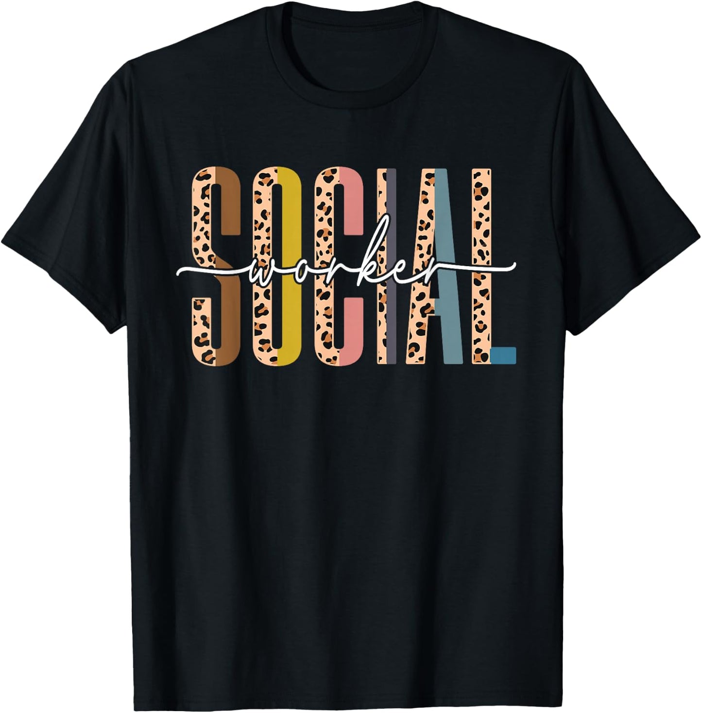 Social Worker Leopard Funny Social Work Life Girls T-Shirt - T-Shirt | Black
