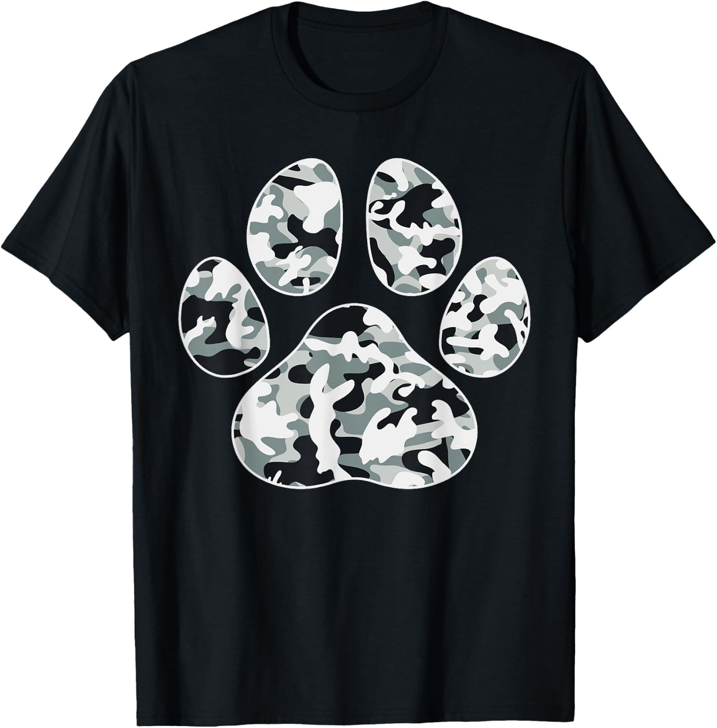 Cute Camo Paw Print Pet Owner Camouflage Paw Print Dog Lover Men Women Kids T-Shirt - T-Shirt | Black