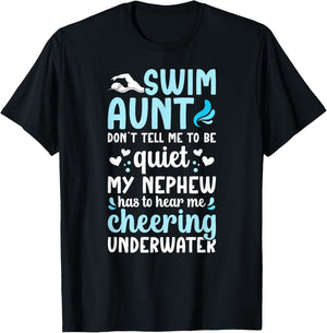 Swim Aunt Funny Swimming Aunt Of A Swimmer Aunt T-Shirt - T-Shirt | Black