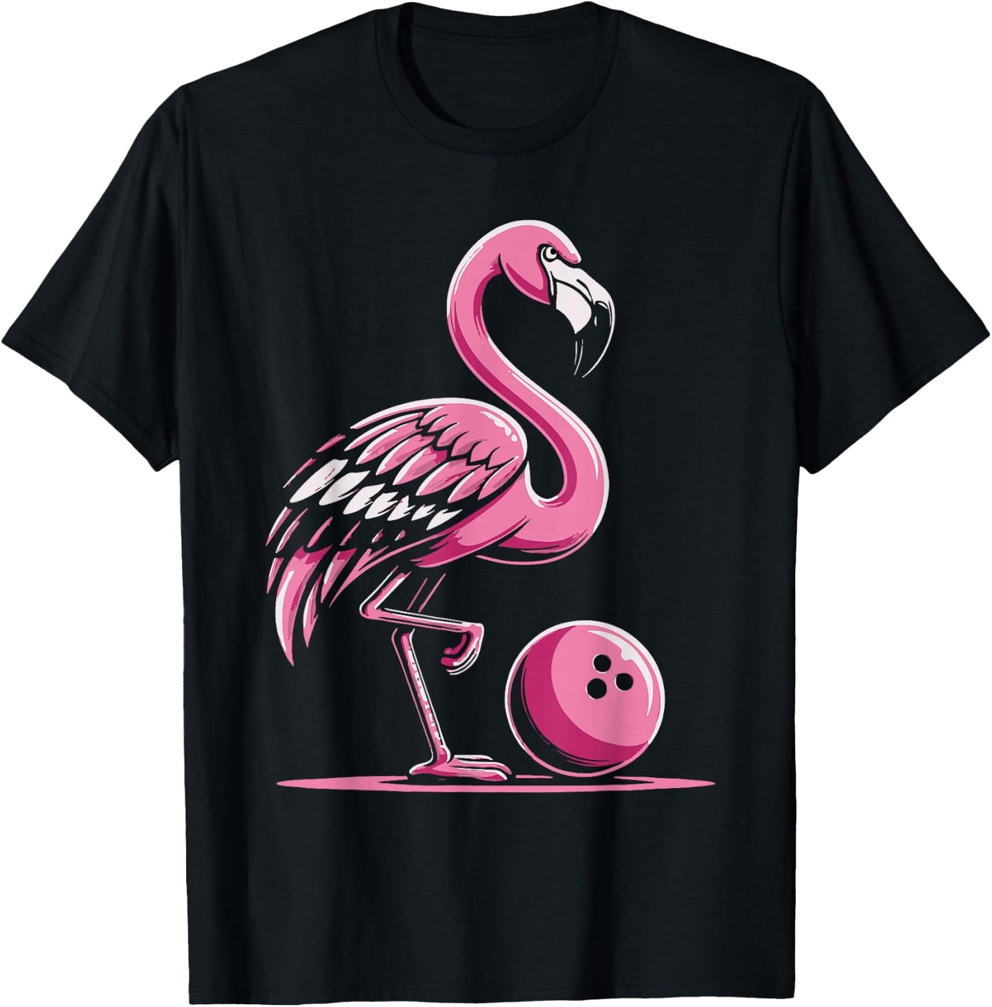 Flamingo Bowling Player Bowler T-Shirt - T-Shirt | Black