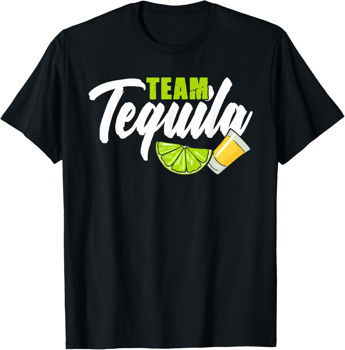 Funny Team Tequila With Green Lime Salt Group Costume T-Shirt - T-Shirt | Black