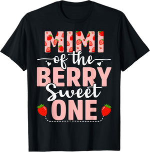 Mimi Of The Berry Sweet One Birthday Strawberry Mimi T-Shirt - T-Shirt | Black