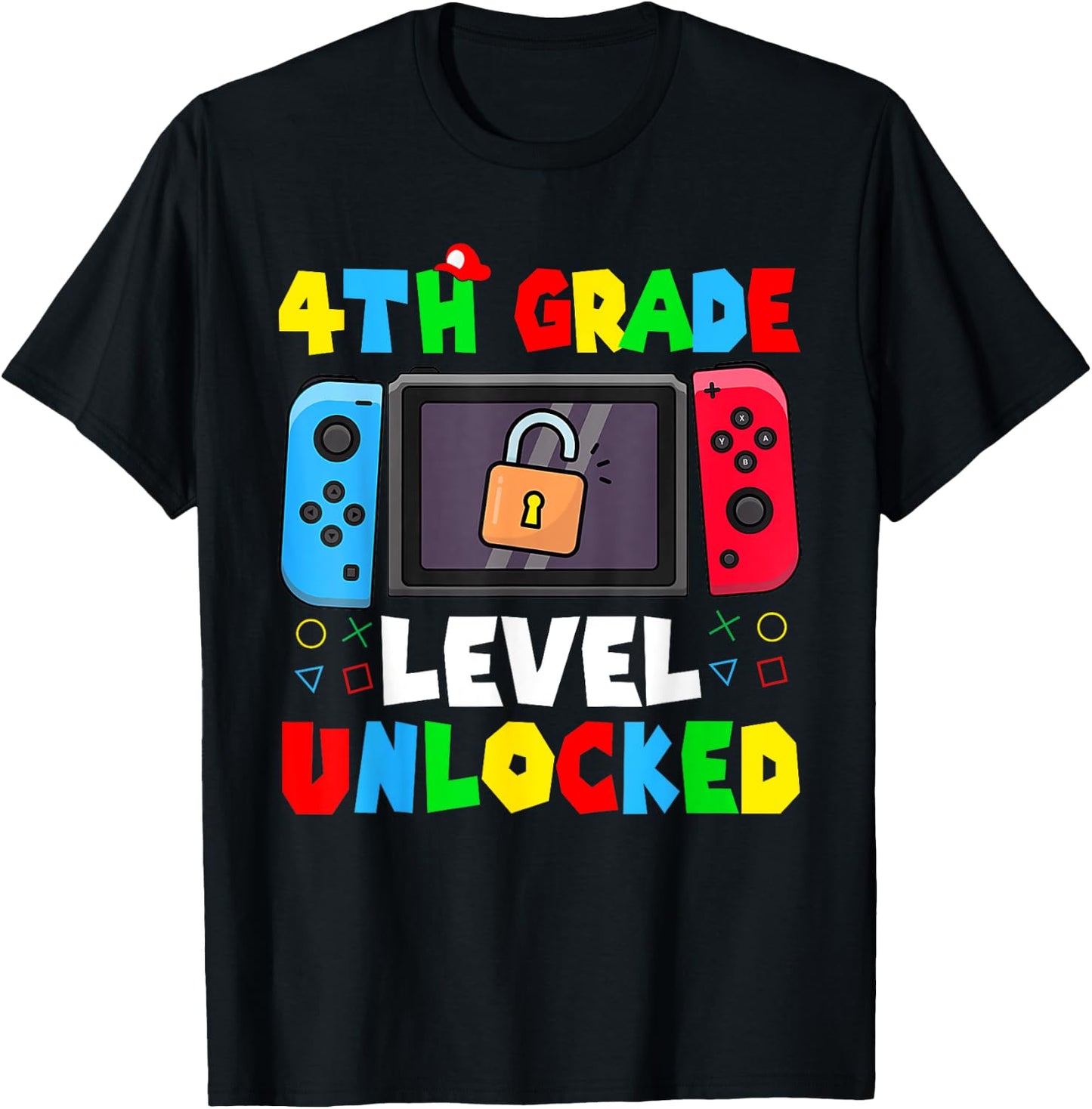 4th Grade Level Unlocked Back to School First Day Gamer Boys T-Shirt - T-Shirt | Black