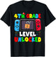 4th Grade Level Unlocked Back to School First Day Gamer Boys T-Shirt - T-Shirt | Black