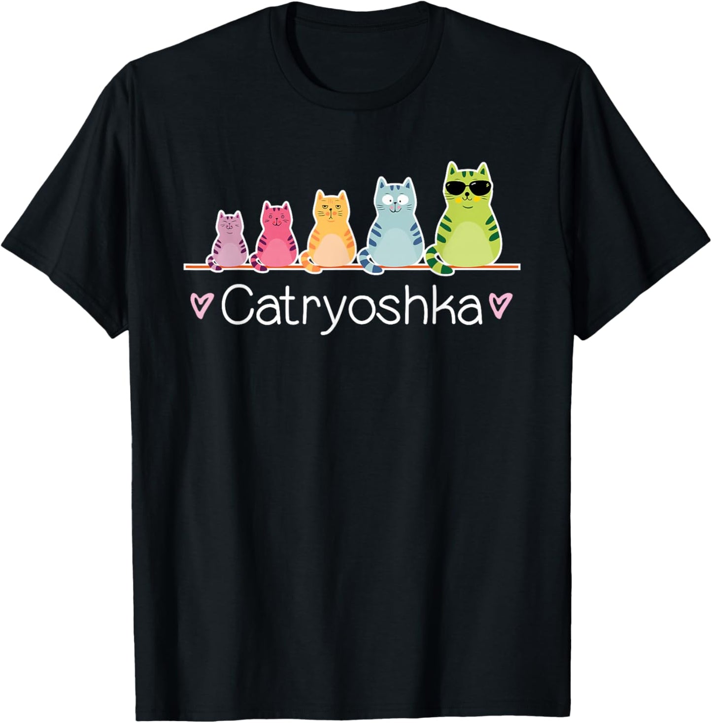 Babushka Dolls Kitties Cat Lover Catryoshka Cute Cats Matryoshka Russian Nesting Doll Blue Small T-Shirt - T-Shirt | Black