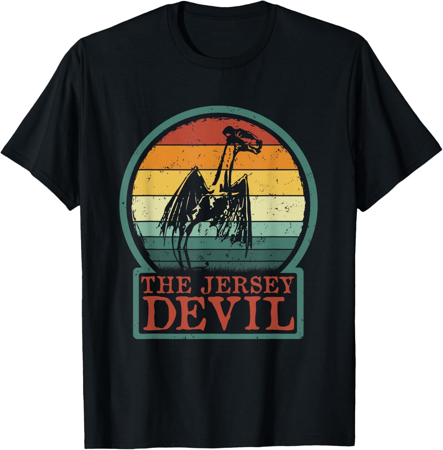 National Introvert Society - Men's Black Retro Vintage New Jersey Cryptid T-Shirt - T-Shirt | Black