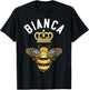 Bianca Name Bianca Birthday Gifts Queen Crown Bee Bianca T-Shirt - T-Shirt | Black