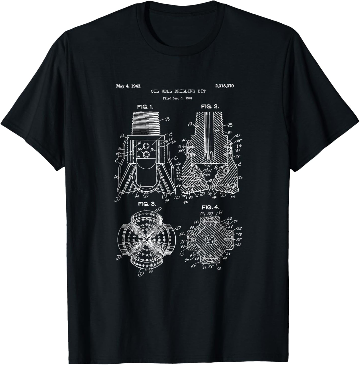 Drill Bit Blueprint Shirt - Petroleum Engineer Oilfield T-Shirt - T-Shirt | Black