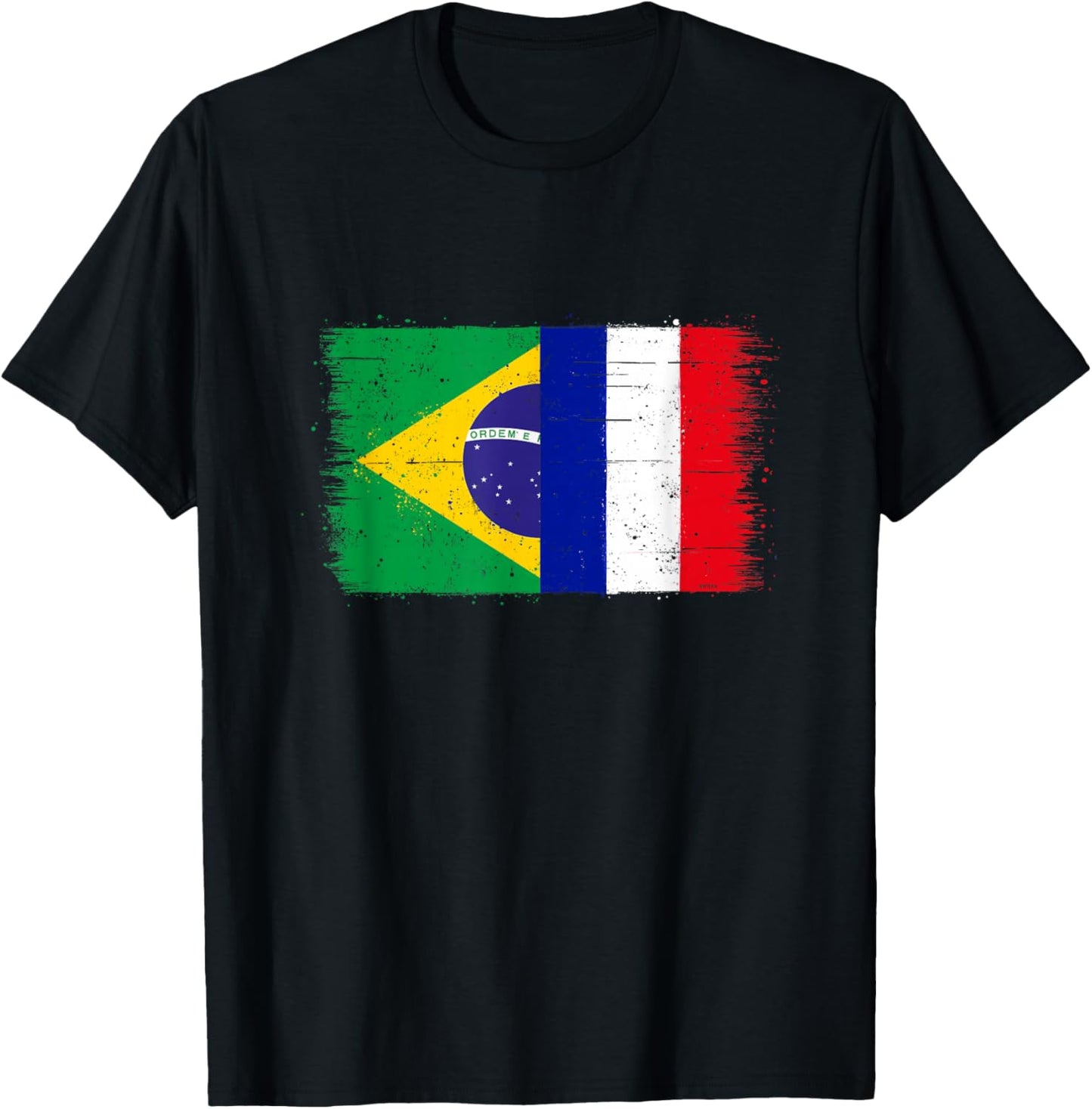 Brésil France Drapeau Fierté du Fier Fan Français Brésilien T-Shirt - T-Shirt | Black