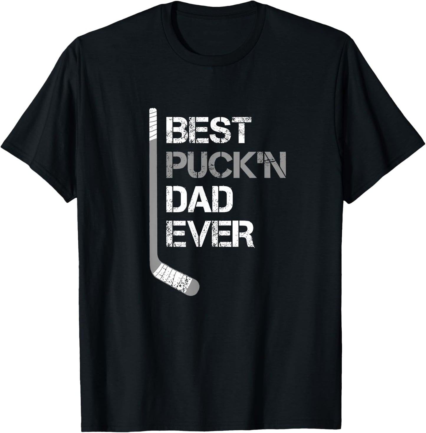 Funny Father's Day - Hockey Dad - Best Puck'n Dad Ever T-Shirt - T-Shirt | Black