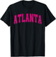 Atlanta GA Vintage Sports Pink Retro Varsity Text T-Shirt - T-Shirt | Black