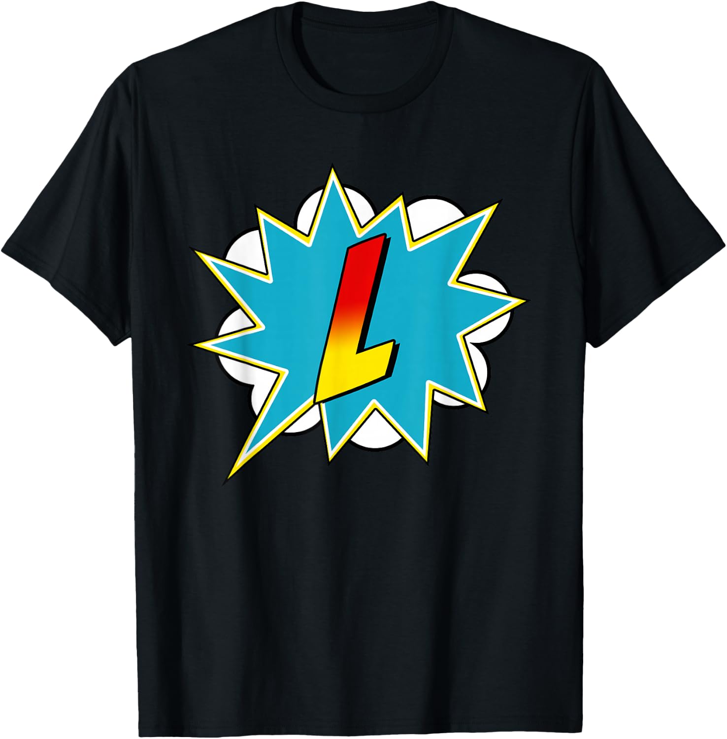 Letter L Superhero Name Comic Letter Retro Costume T-Shirt - T-Shirt | Black