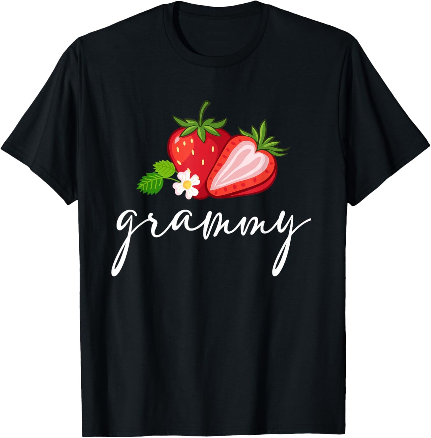Strawberry Grammy First Birthday Family Funny Strawberry T-Shirt - T-Shirt | Black
