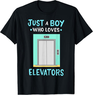 Elevator Just a Boy Who Loves Elevators T-Shirt - T-Shirt | Black