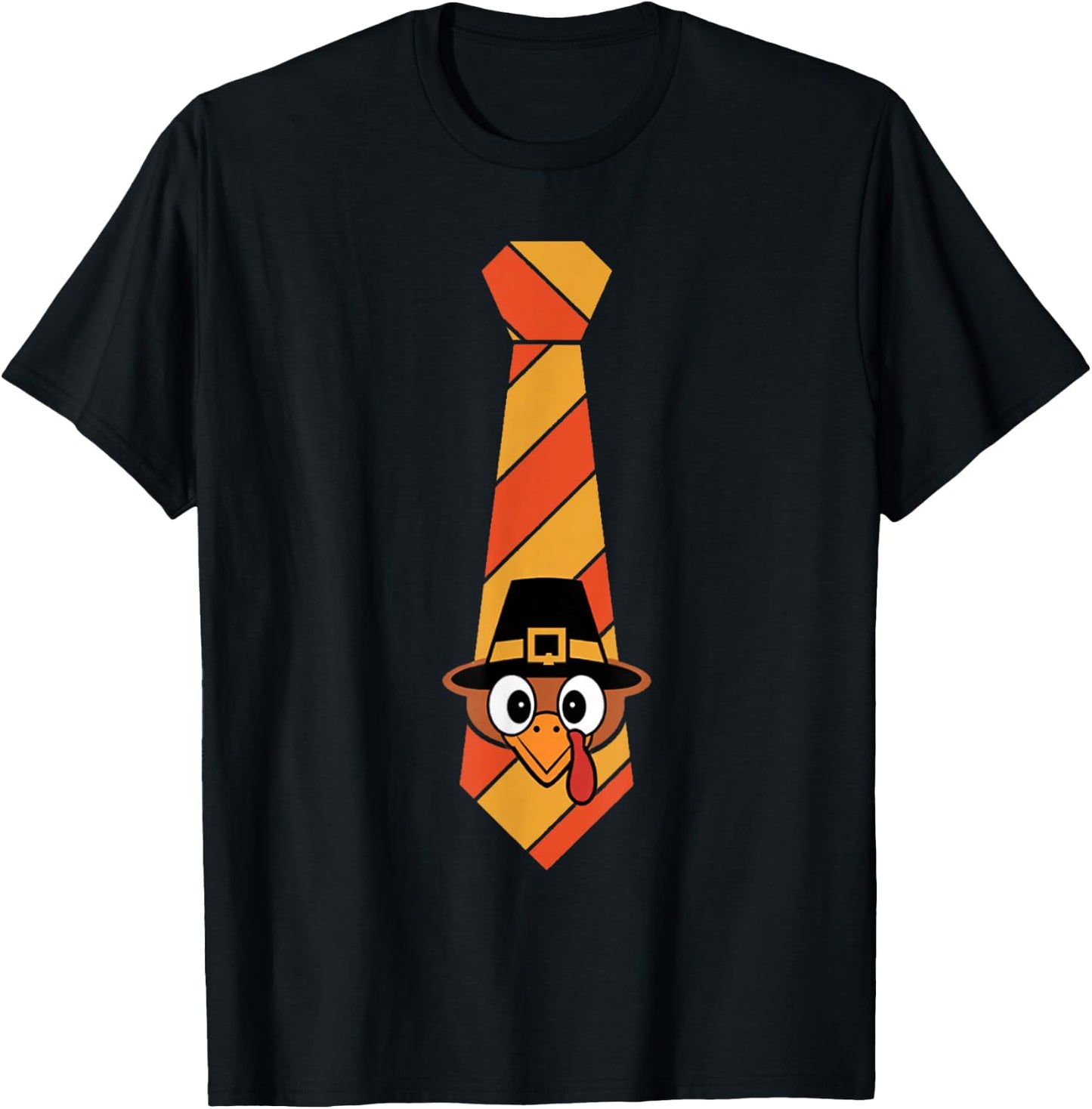 Funny Thanksgiving Tie With Turkey For Family Dinner T-Shirt - T-Shirt | Black