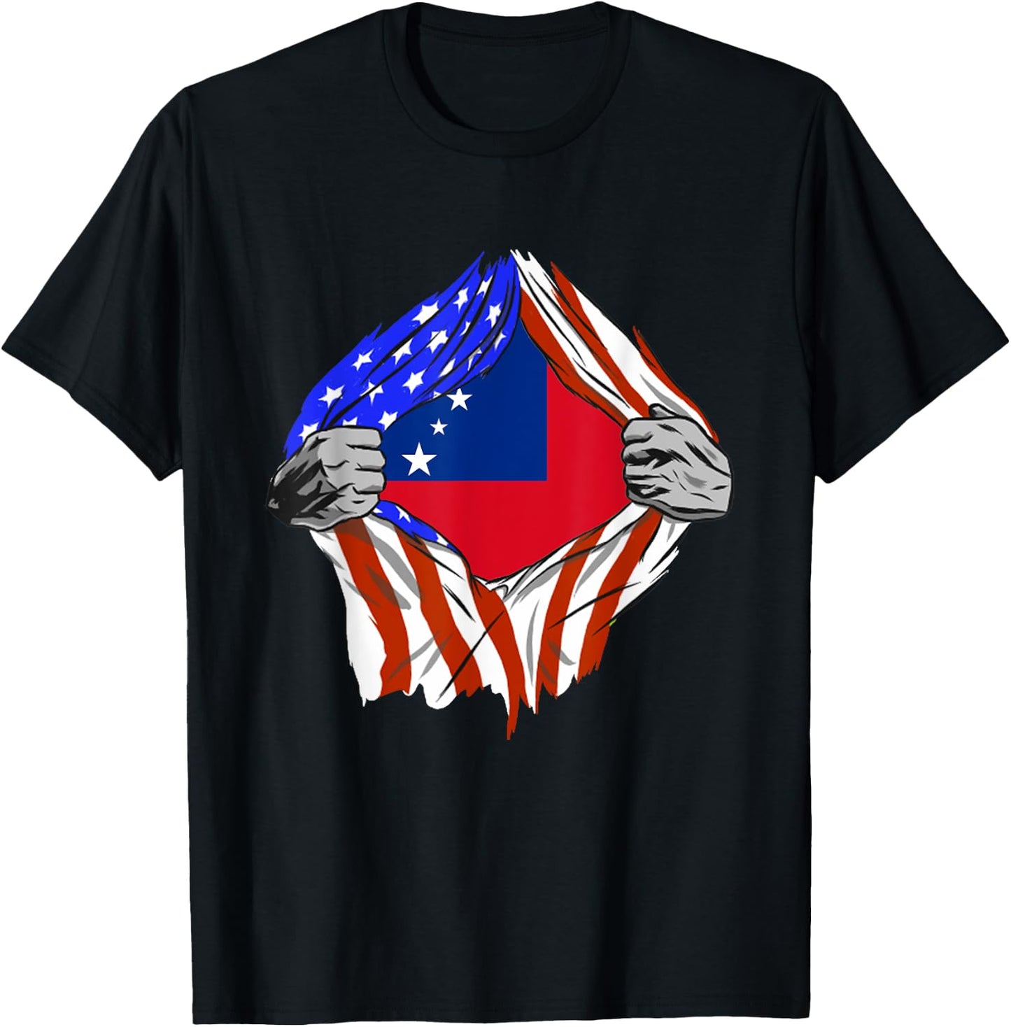 Samoan Roots Samoa USA Samoan Pride Chest Samoan Flag T-Shirt - T-Shirt | Black
