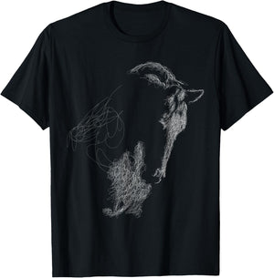 Horse Head Scribble Black Art Face for Lover Horses Taming T-Shirt - T-Shirt | Black