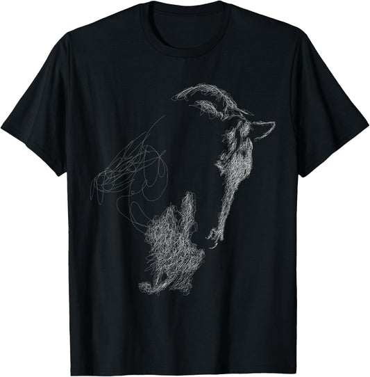 Horse Head Scribble Black Art Face for Lover Horses Taming T-Shirt - T-Shirt | Black