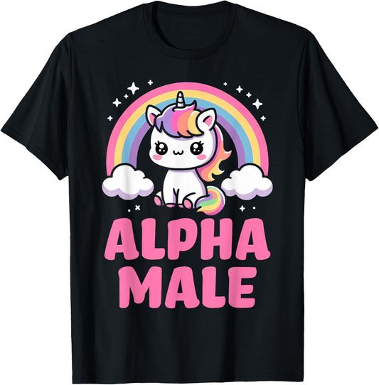 Funny Ironie Men's Outfit Cute Unicorn Alpha Male T-Shirt - T-Shirt | Black