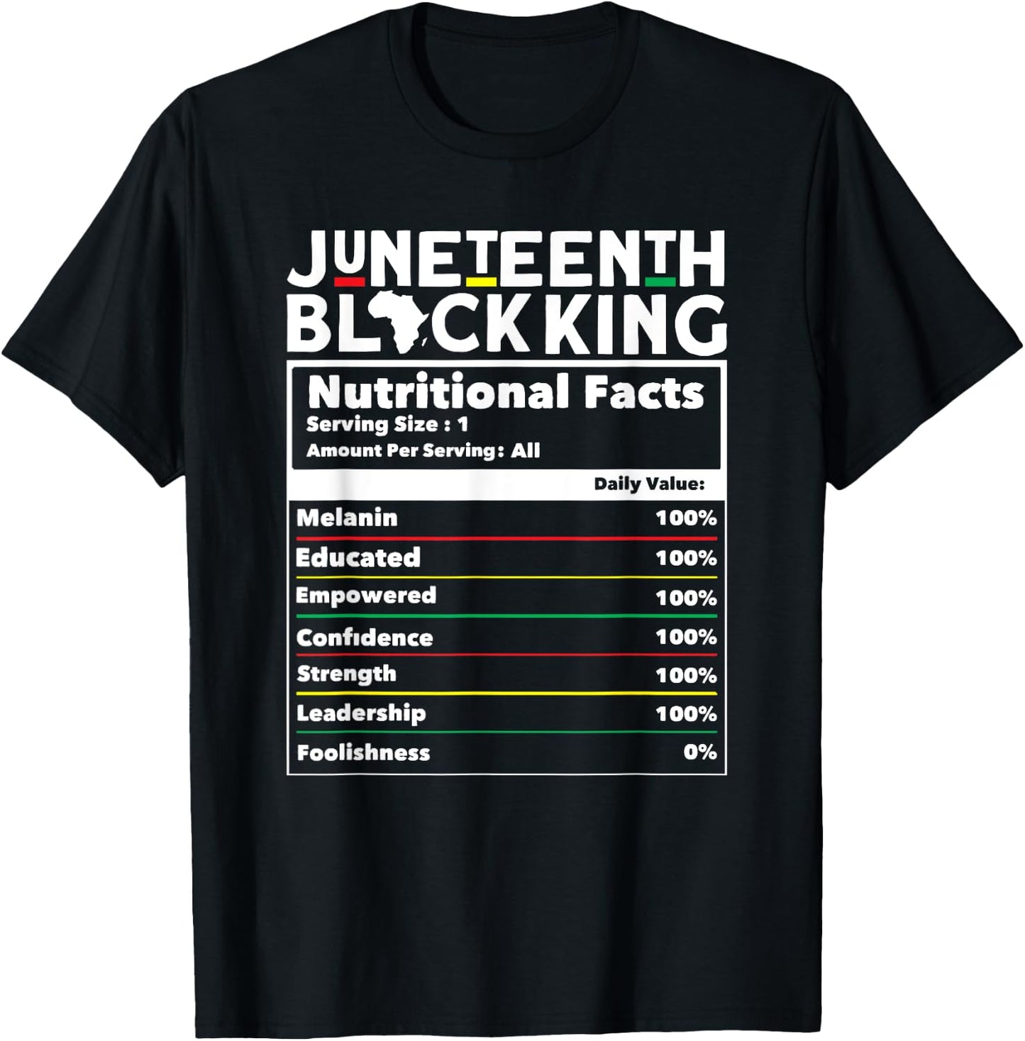 Juneteenth Black King Nutritional Facts Men's Juneteenth T-Shirt - T-Shirt | Black