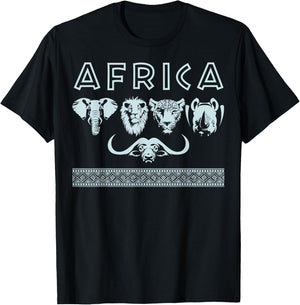 AFRICA Shirt Big 5 Wildlife Safari Hunting Gift T-Shirt - T-Shirt | Black