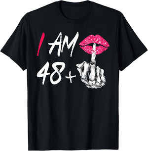 I Am 48 Plus 1 Middle Finger For A 49th Birthday T-Shirt - T-Shirt | Black