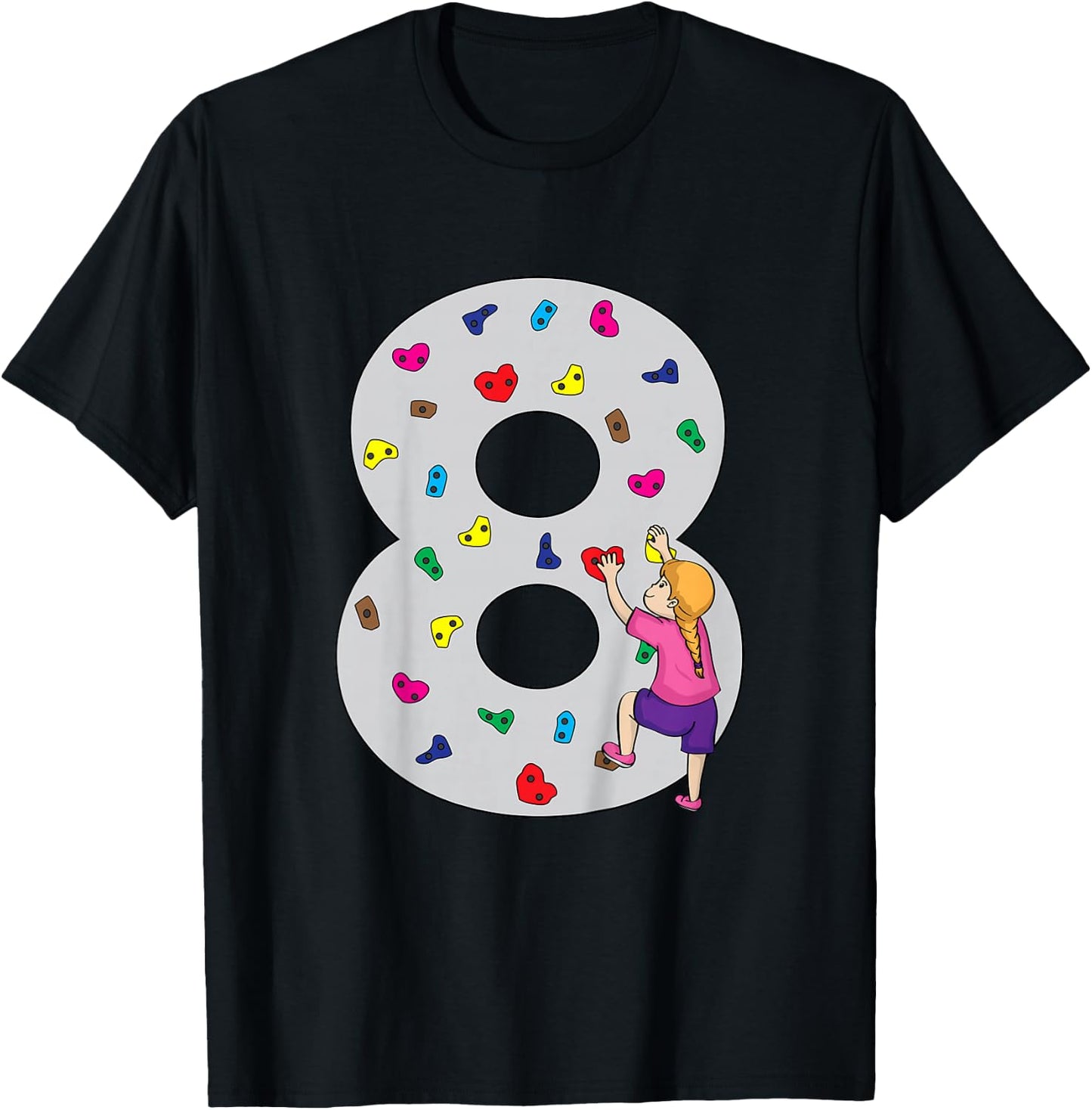 8.Geburtstag Party Klettern Bouldern Kinder Geburtstag Girl T-Shirt - T-Shirt | Black