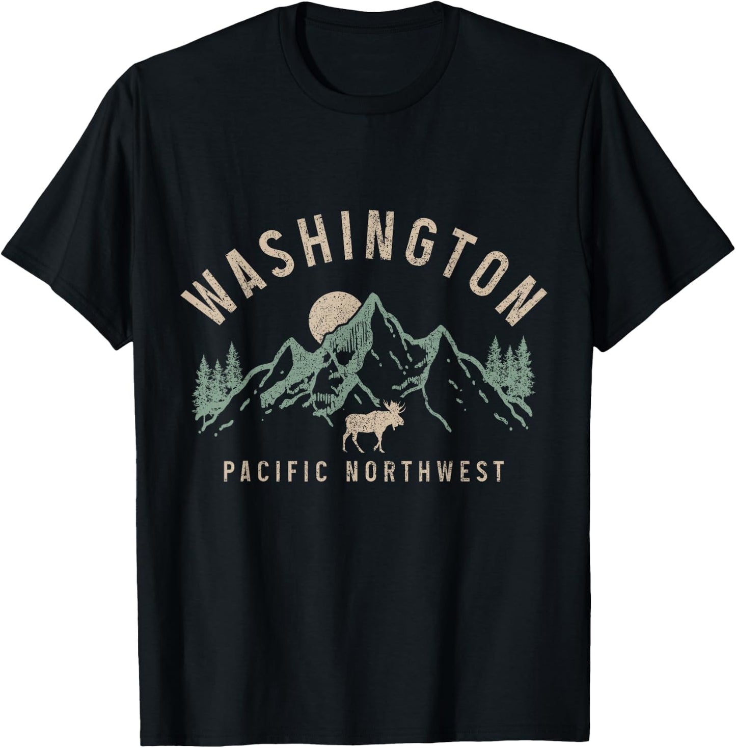 Washington PNW Moose Pacific Northwest Souvenir Pride T-Shirt - T-Shirt | Black