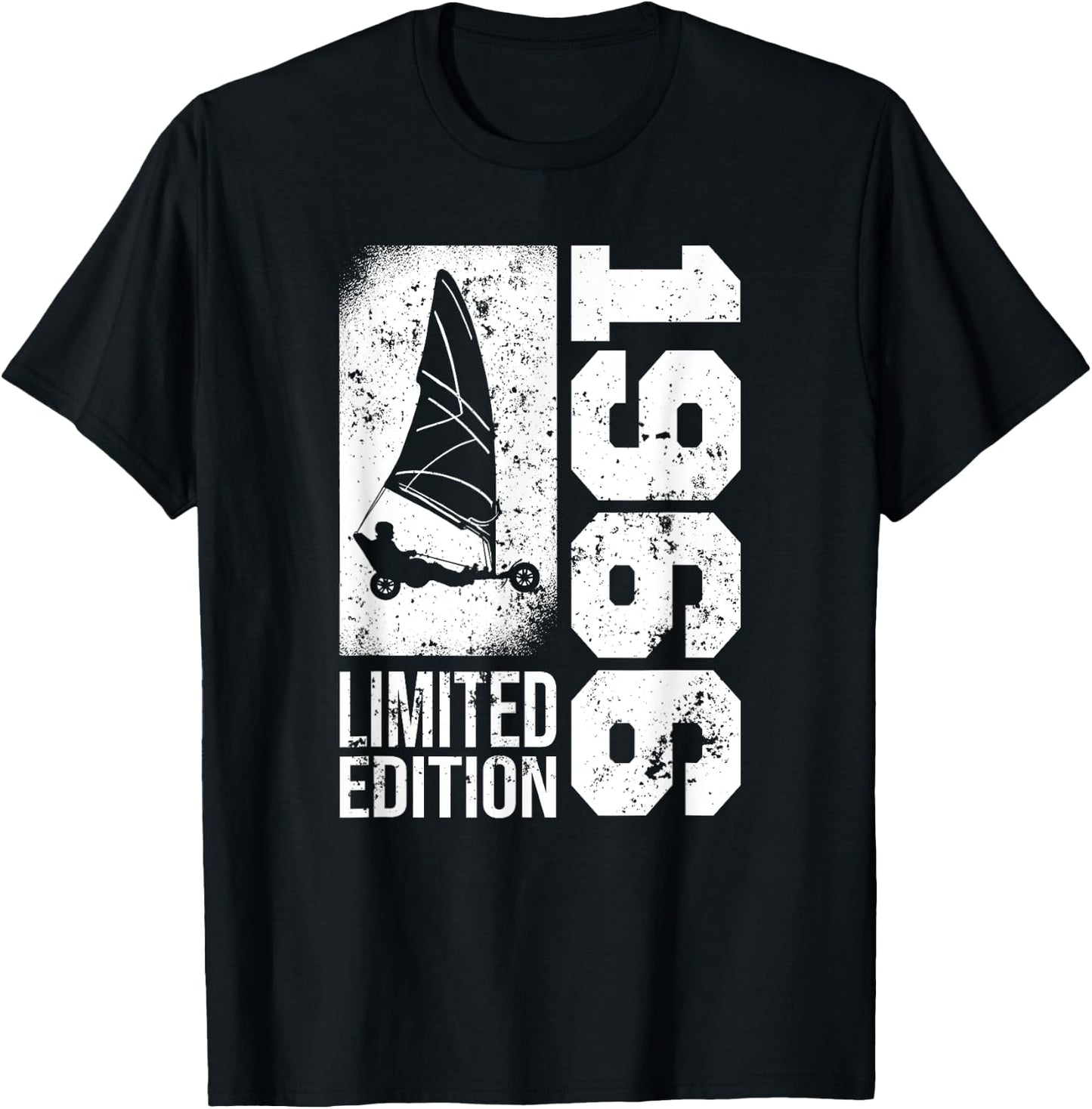 Vintage Beach Veil born in 1966 Birthday Sailing Tank , Black, S T-Shirt - T-Shirt | Black