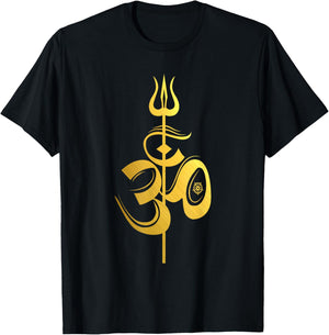 OM-Lord Shiva Divine Spear Trident Trishul T-Shirt - T-Shirt | Black