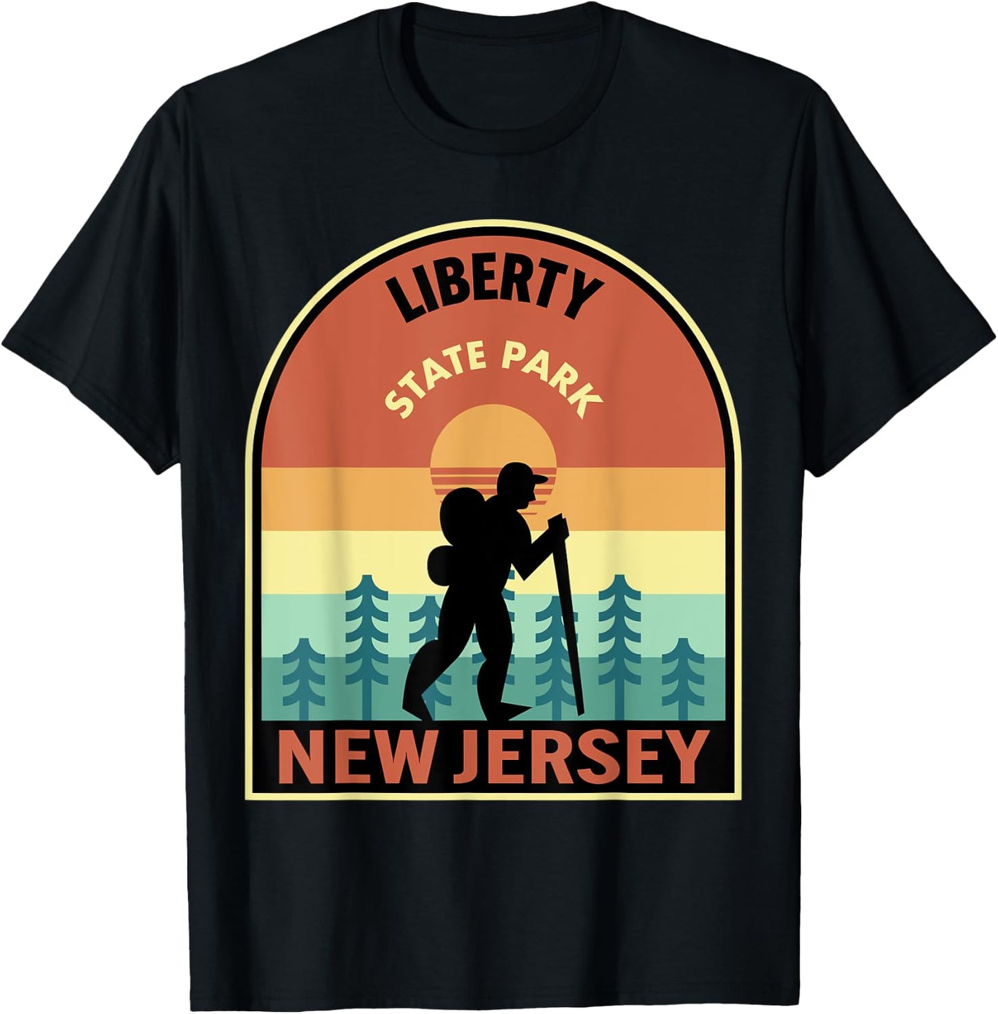 Liberty State Park NJ Retro T-Shirt - T-Shirt | Black
