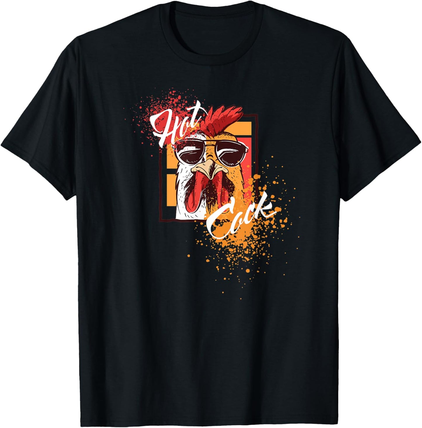 Hot Cock Rooster Sunglasses funny Gift Chicken Farmer T-Shirt - T-Shirt | Black