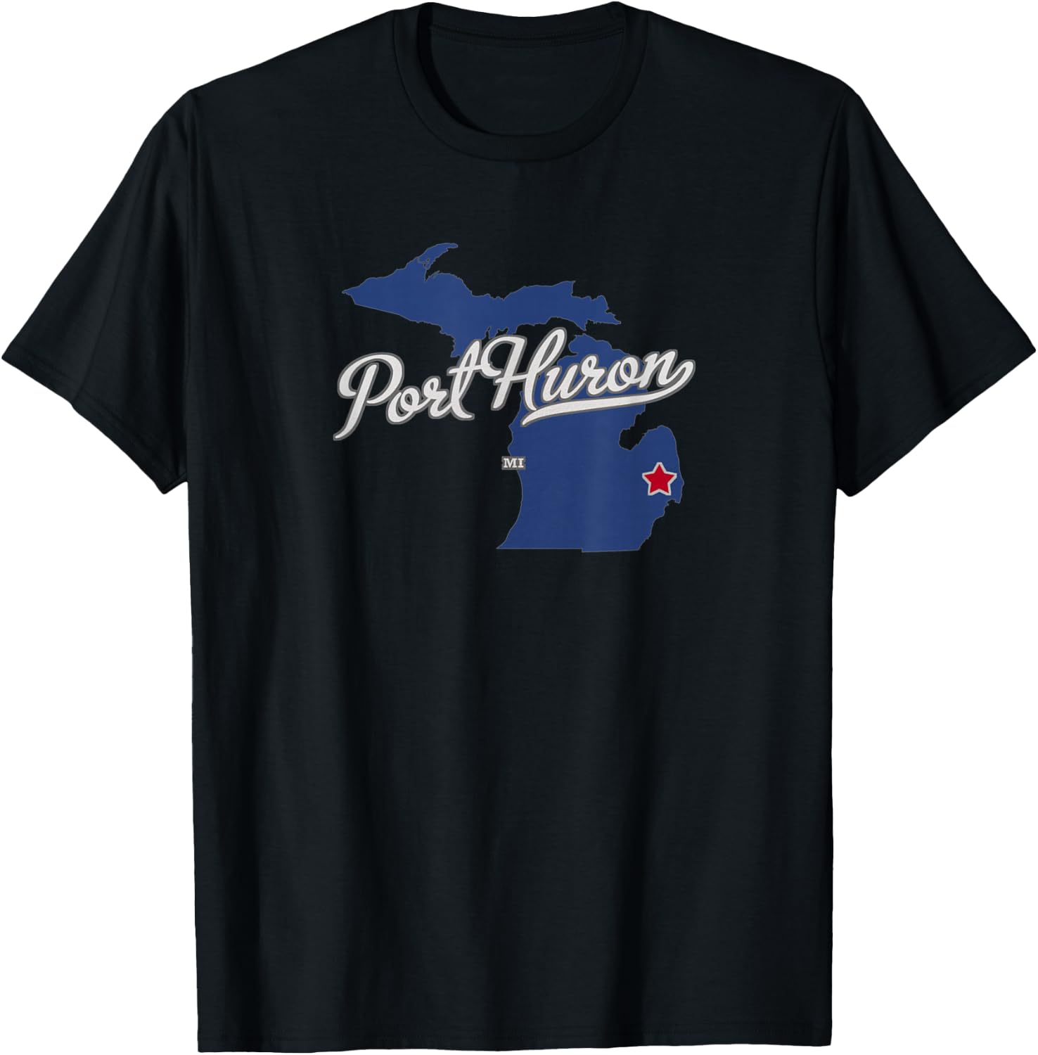 Port Huron Michigan MI Map T-Shirt - T-Shirt | Black