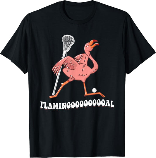 Flamingooooal Flamingo Throwing Lacrosse Ball T-Shirt - T-Shirt | Black