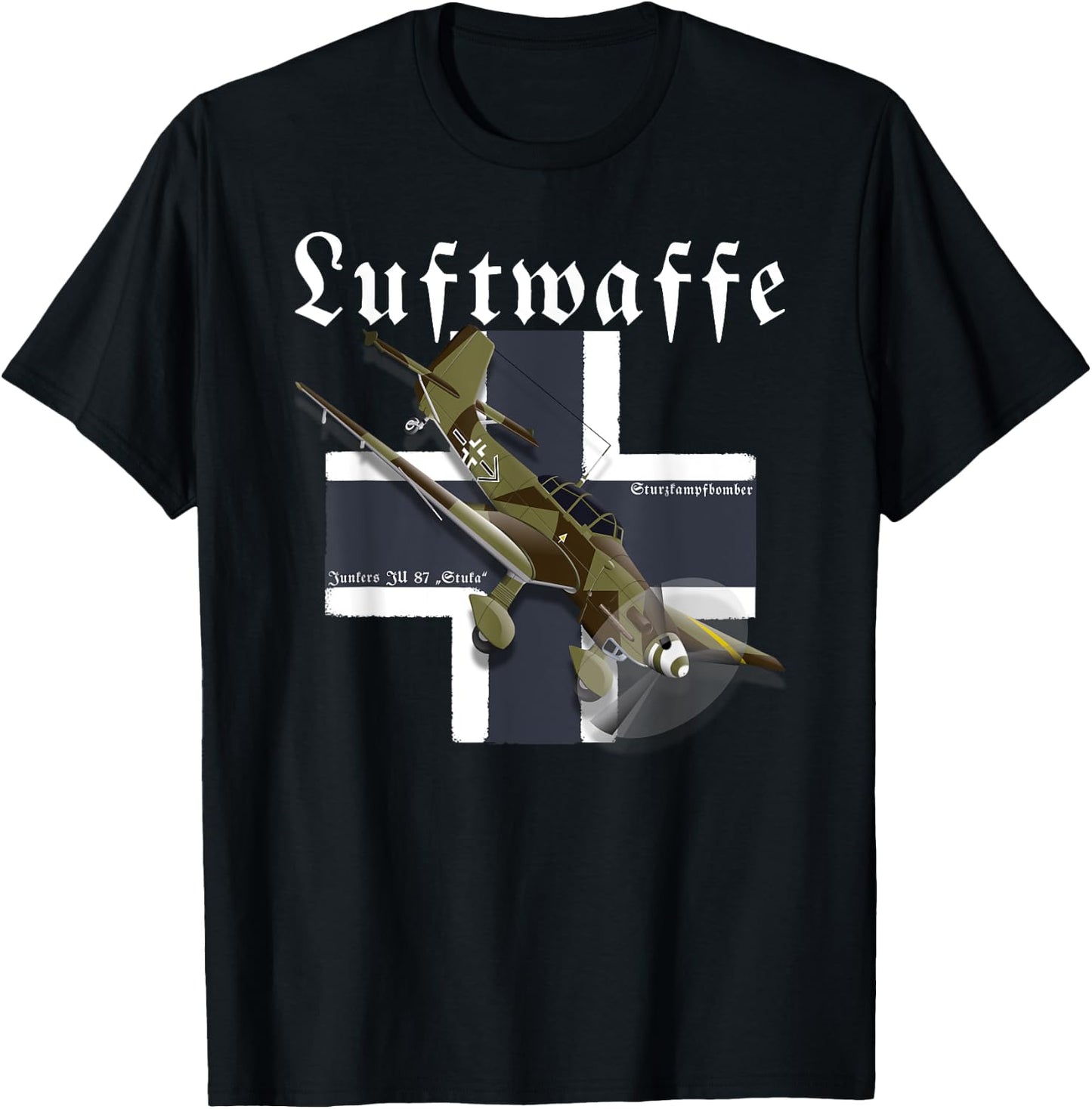 German Warbird I Junkers Ju 87 Stuka I WW2 Airplanes T-Shirt - T-Shirt | Black