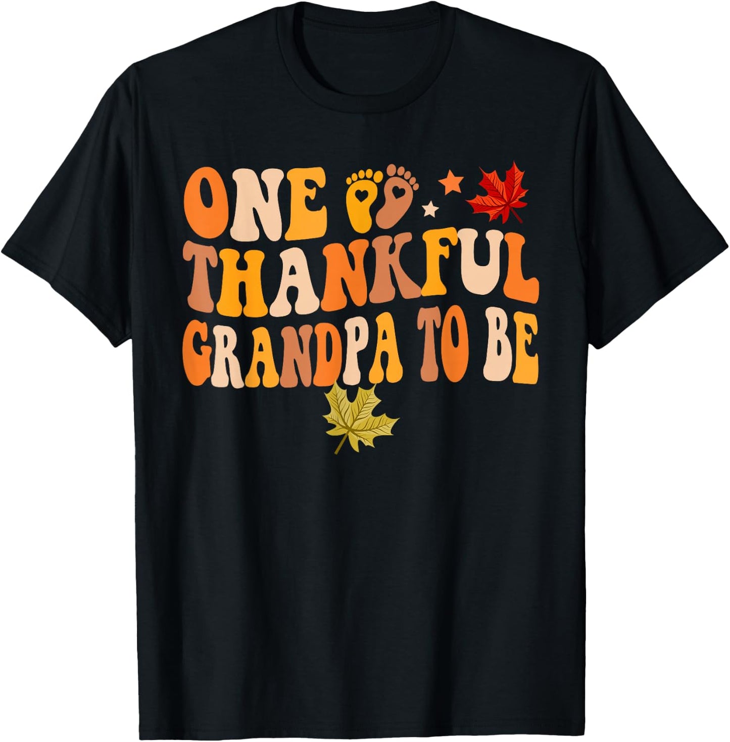 One Thankful Grandpa To Be Thanksgiving Baby Announcement T-Shirt - T-Shirt | Black