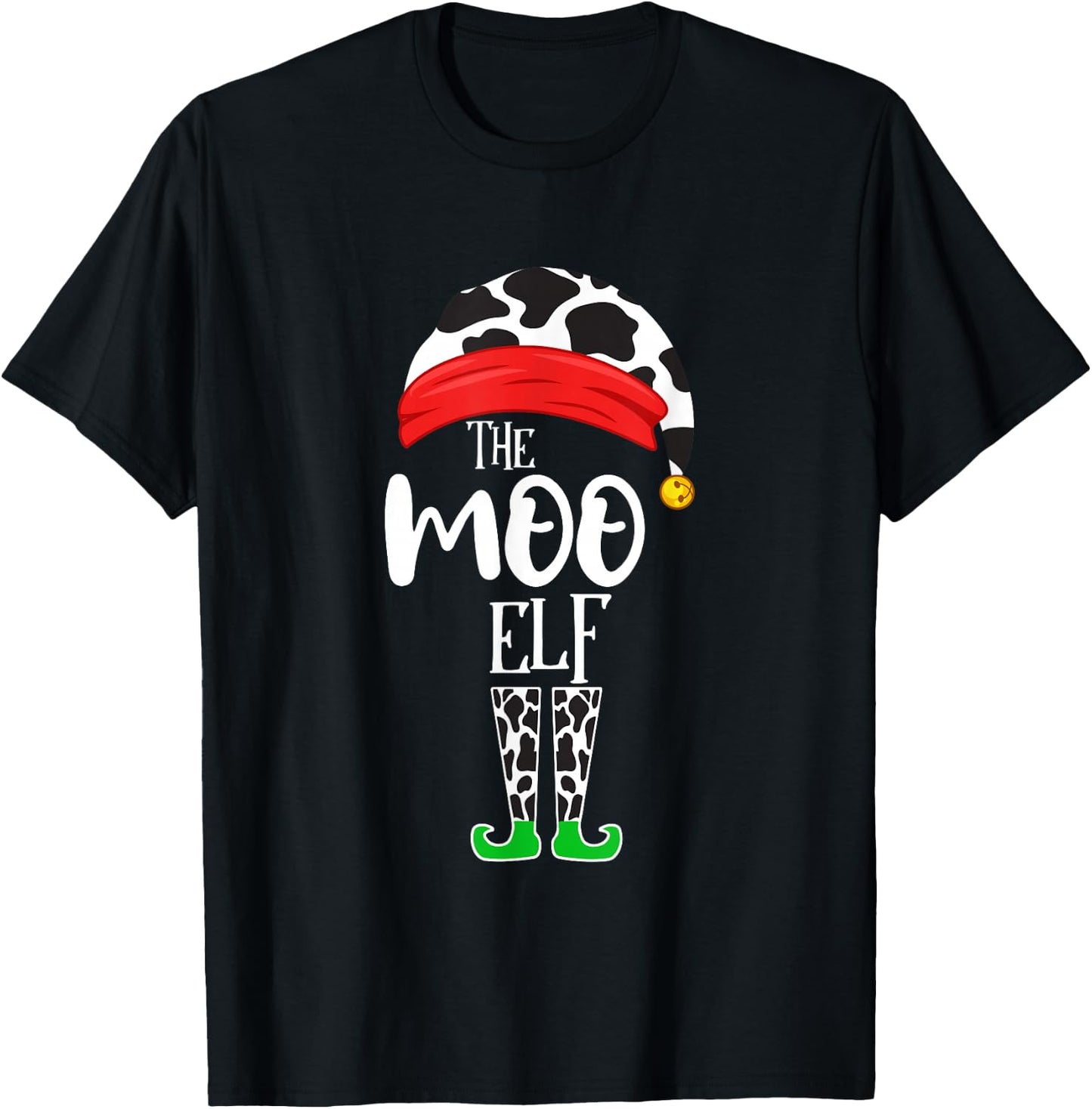 The Elf Moo Cow Funny Christmas Elf Family Matching T-Shirt - T-Shirt | Black