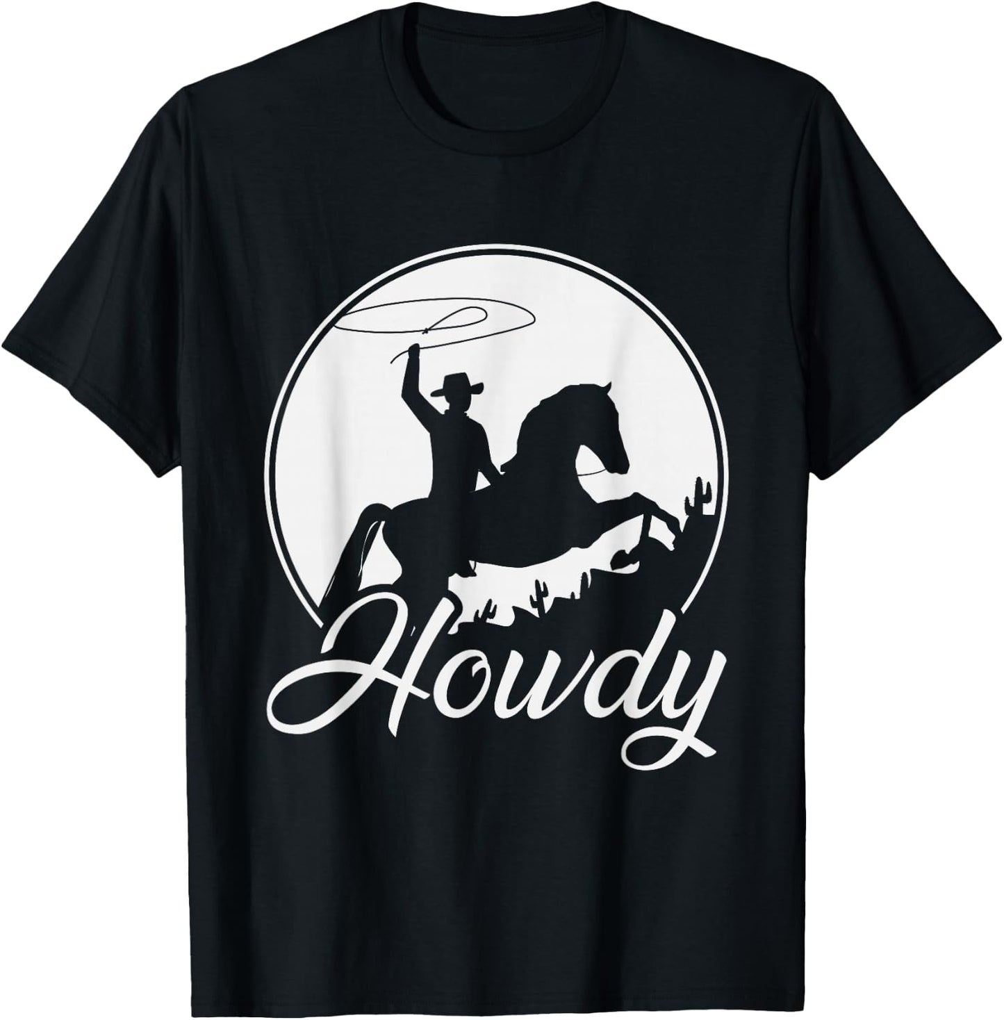 Texas Farmer Cowboy Gift Rodeo Howdy Cowboy - Men's Black Western Cowboy - Small - Classic Fit - Short Sleeve - - Cotton 65%, Polyester 35% T-Shirt - T-Shirt | Black