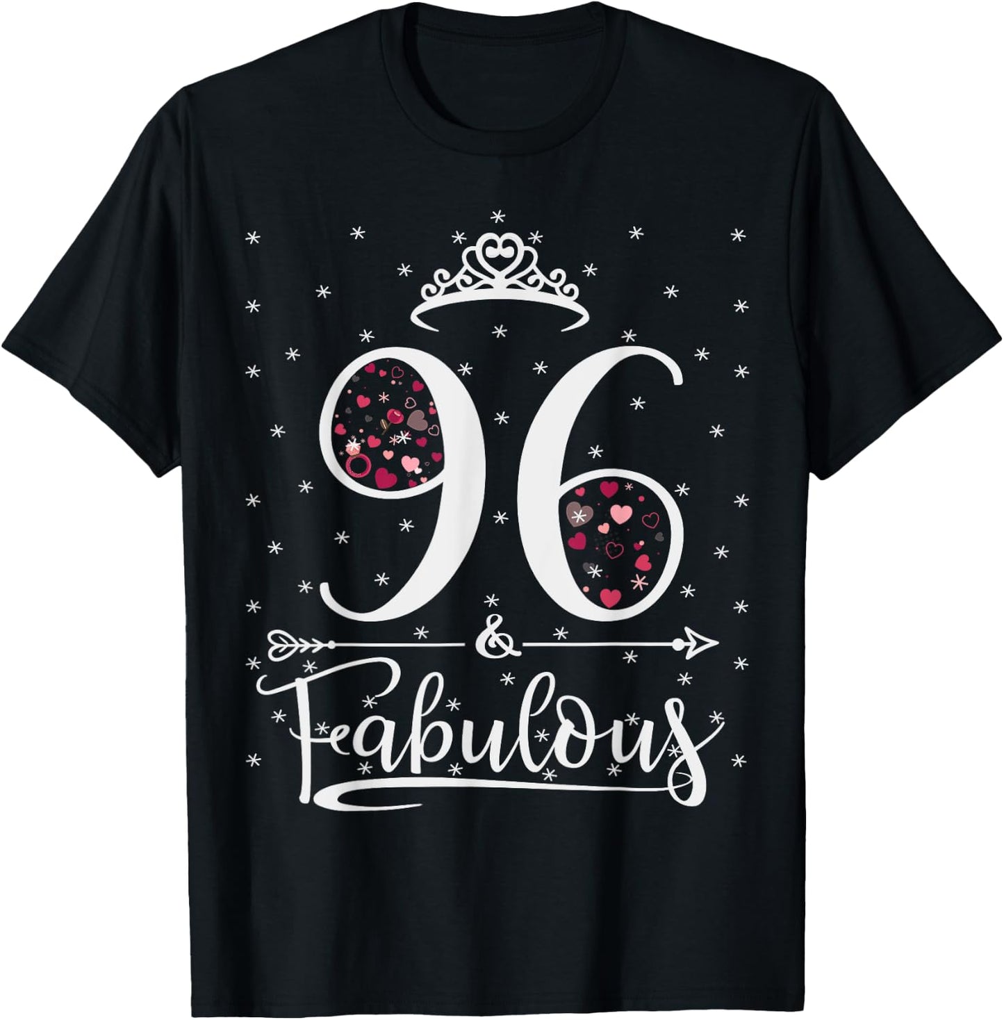 96 & And Fabulous 96 Years Old 96th Birthday Girl Lady T-Shirt - T-Shirt | Black